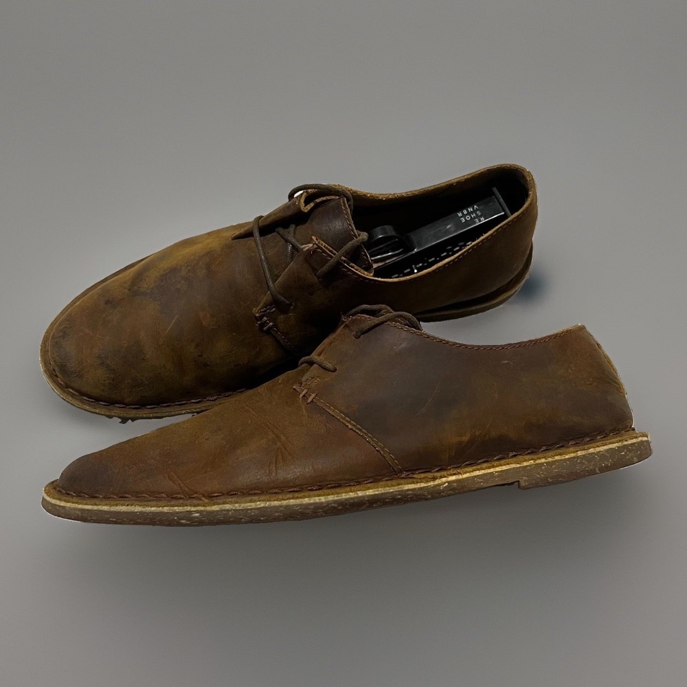 Clarks Mens Desert London Brown Beeswax Leather Low Top Flat Oxford Shoes 10m